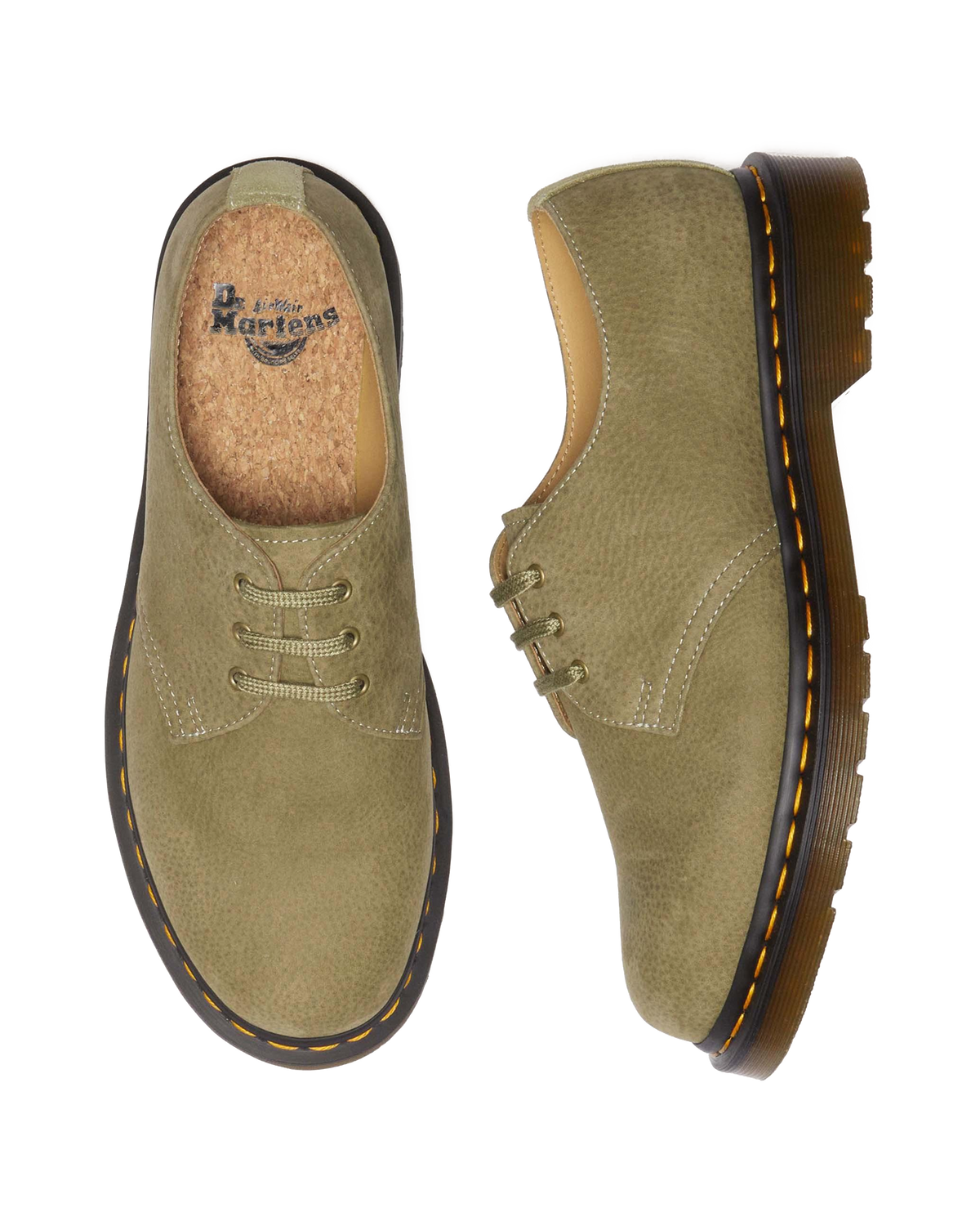 1461 Tumbled Nubuck Leather Oxford Shoes in Muted Olive