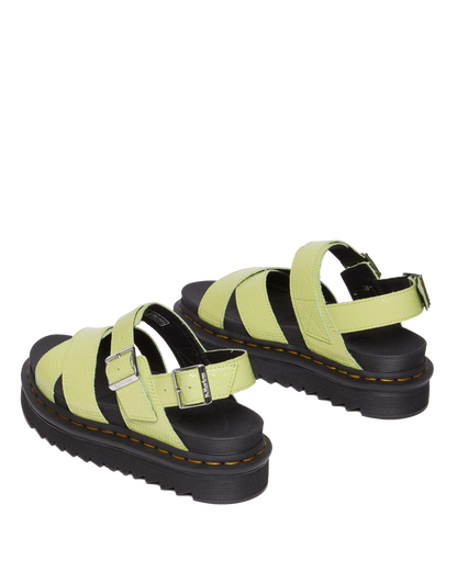 Voss II Distressed Patent Leather Sandals in Lime Green