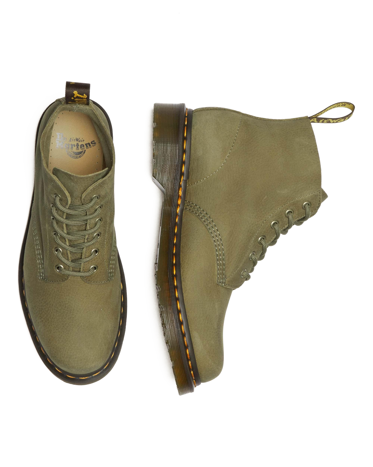101 Tumbled Nubuck Leather Ankle Boots in Muted Olive