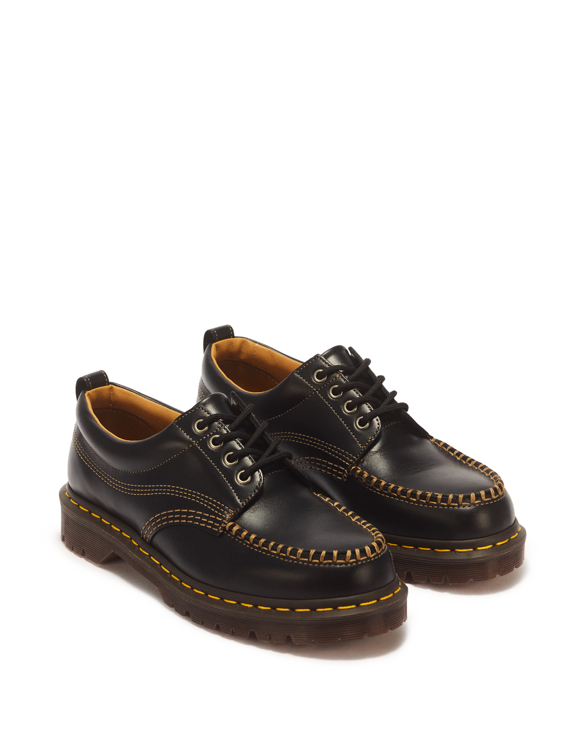 Lowell Leather Moc Toe Shoes in Black