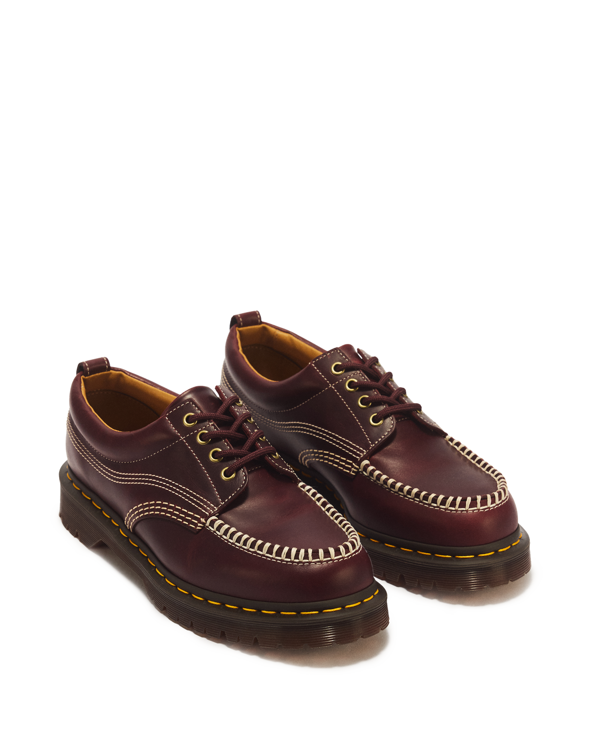 Lowell Leather Moc Toe Shoes in Cherry Red