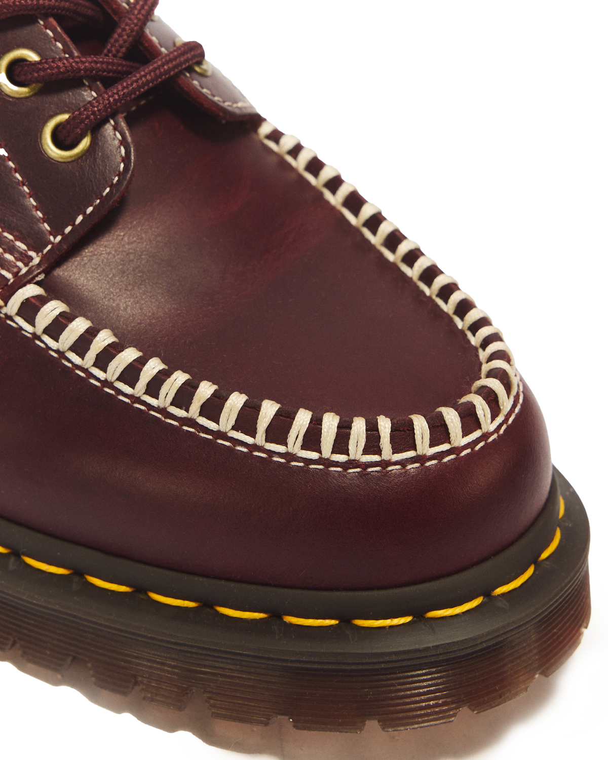 Lowell Leather Moc Toe Shoes in Cherry Red