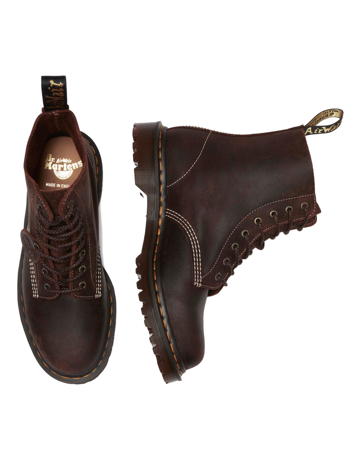 1460 Made in England Wax Commander Lace Up Boots in Brown
