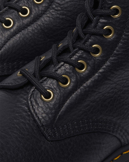 1460 Faux Fur Lined Grizzly Leather Lace Up Boots in Black