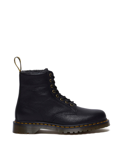 1460 Faux Fur Lined Grizzly Leather Lace Up Boots in Black