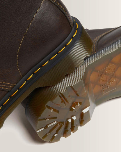 1460 Faux Fur Lined Grizzly Leather Lace Up Boots in Olive