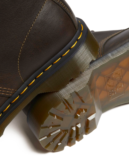 1460 Faux Fur Lined Grizzly Leather Lace Up Boots in Olive