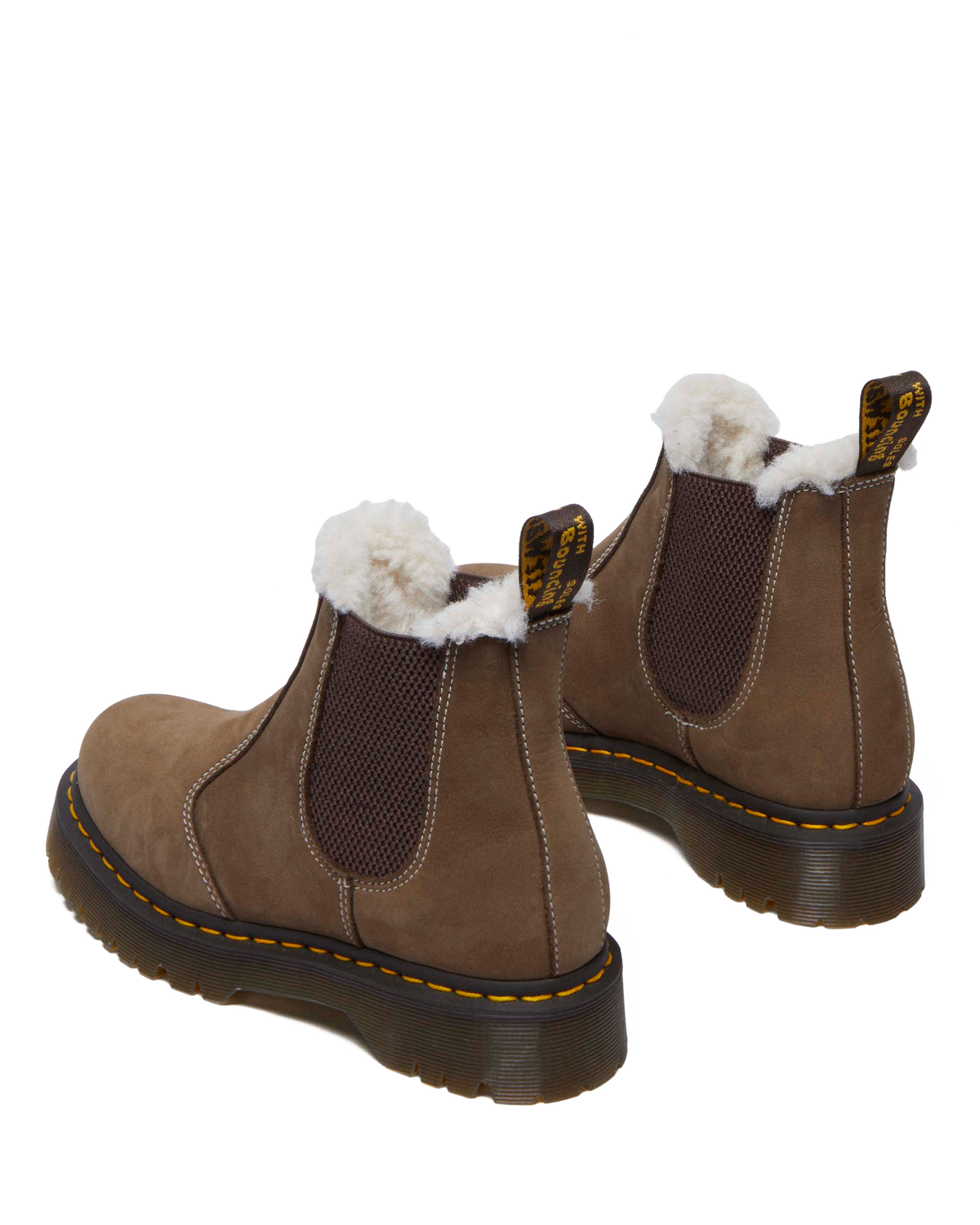 2976 Bex Faux Fur-Lined Platform Chelsea Boots in Khaki