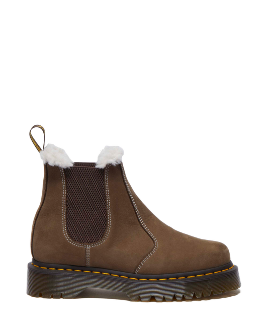 2976 Bex Faux Fur-Lined Platform Chelsea Boots in Khaki