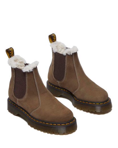 2976 Bex Faux Fur-Lined Platform Chelsea Boots in Khaki