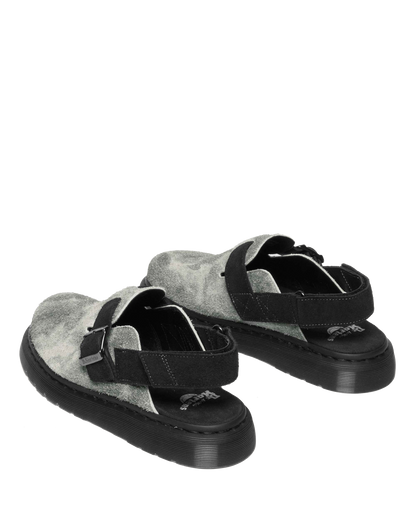Jorge II Hairy Suede Slingback Mule in Grey+Black