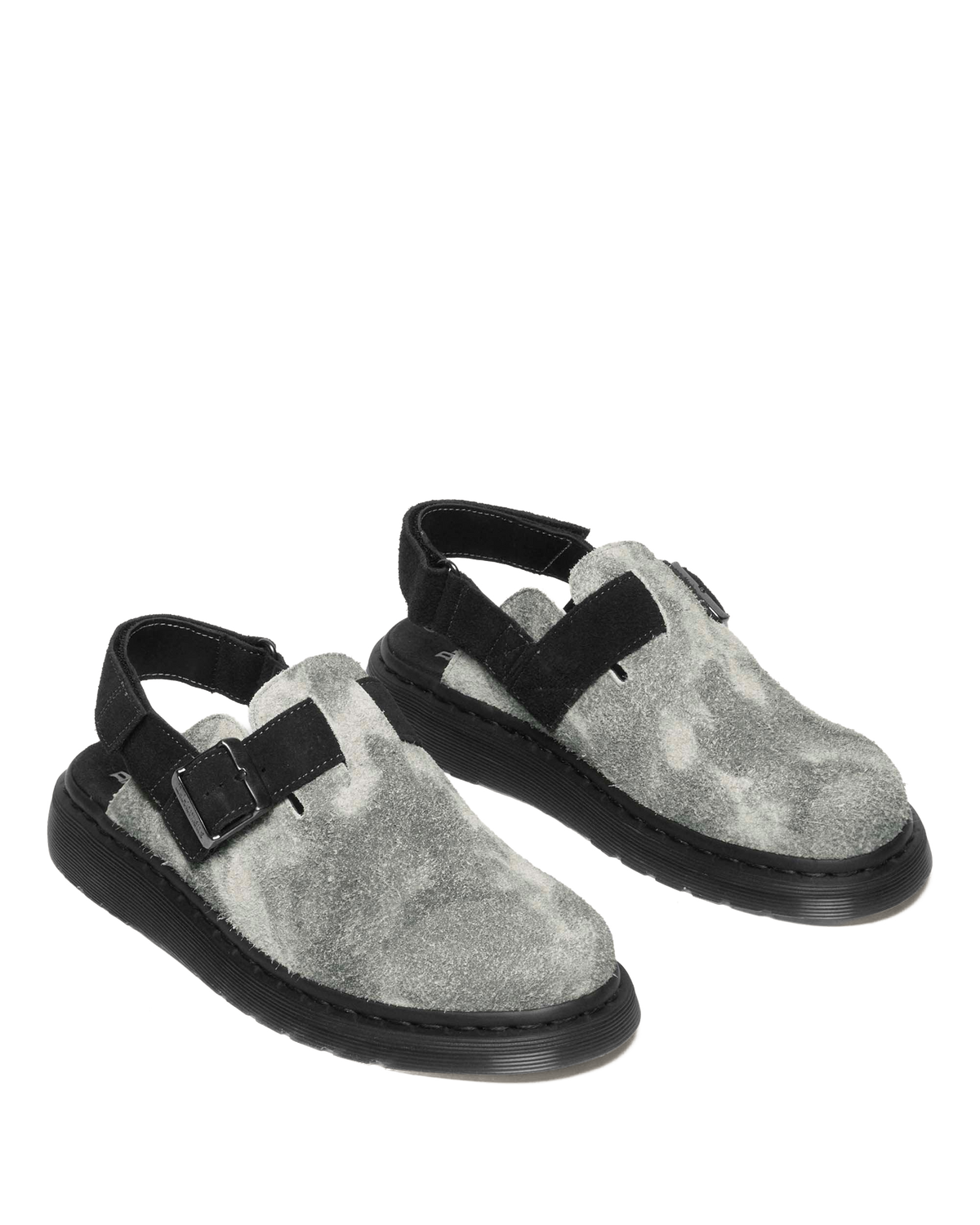 Jorge II Hairy Suede Slingback Mule in Grey+Black