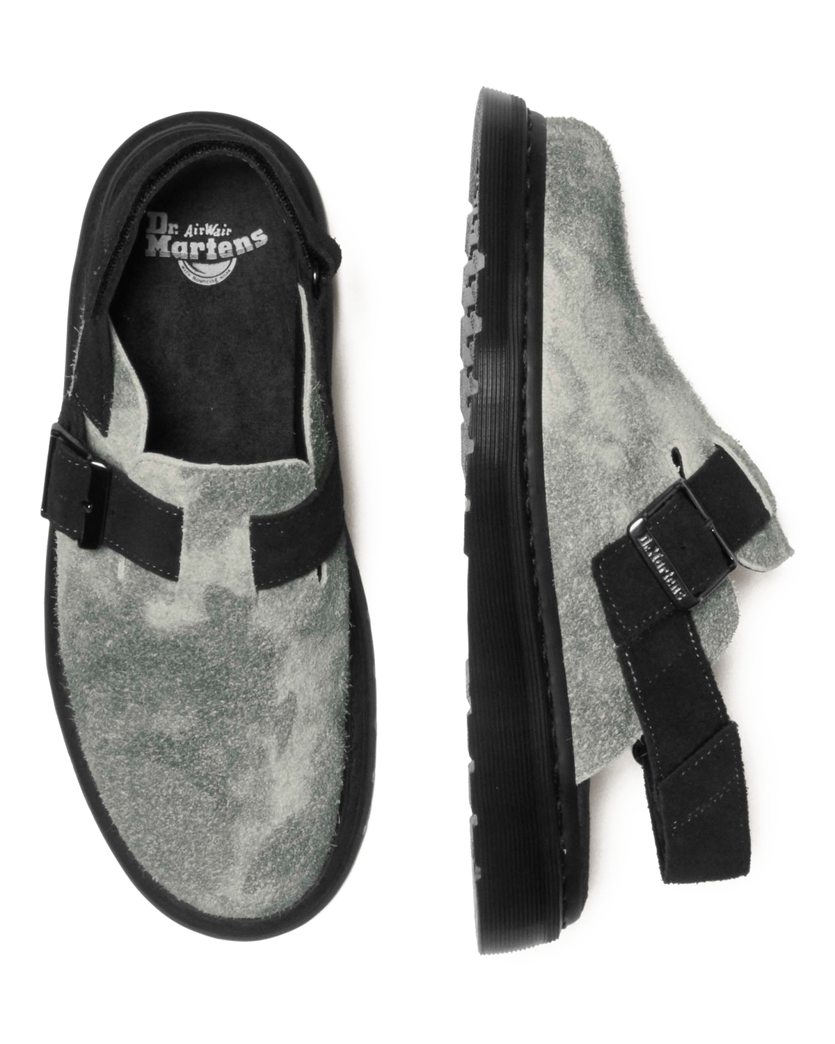 Jorge II Hairy Suede Slingback Mule in Grey+Black