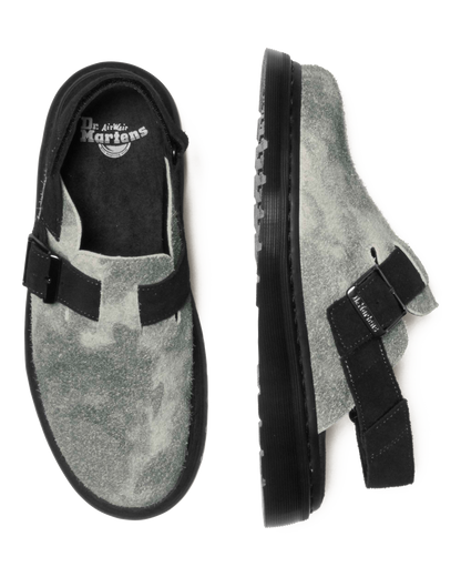 Jorge II Hairy Suede Slingback Mule in Grey+Black
