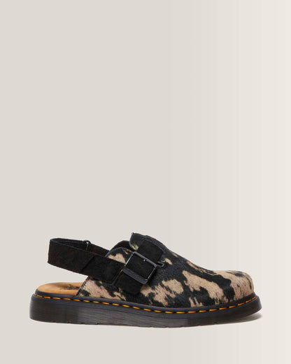 Jorge Ii Contrast Hair On Slingback Mule in Black+Beige