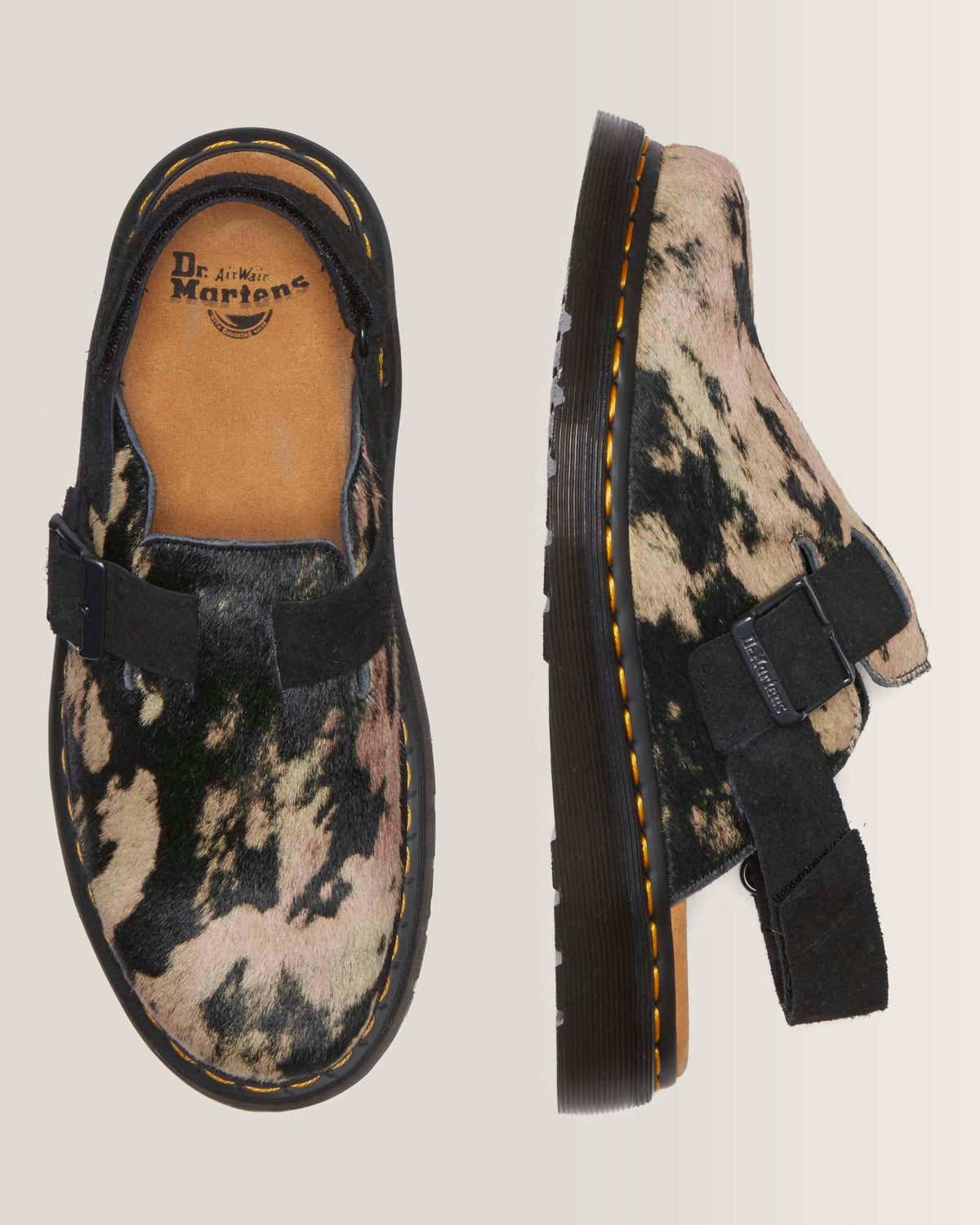 Jorge Ii Contrast Hair On Slingback Mule in Black+Beige