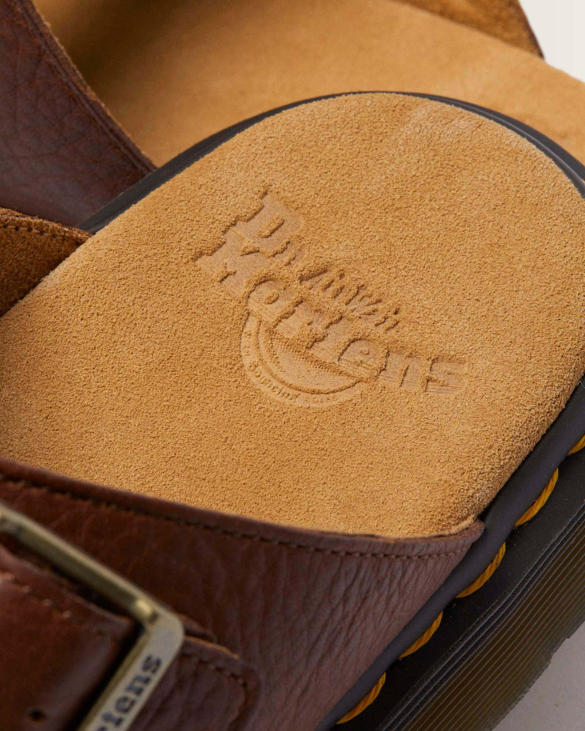 Josef Ambassador Leather Buckle Sandal Slides in Brown