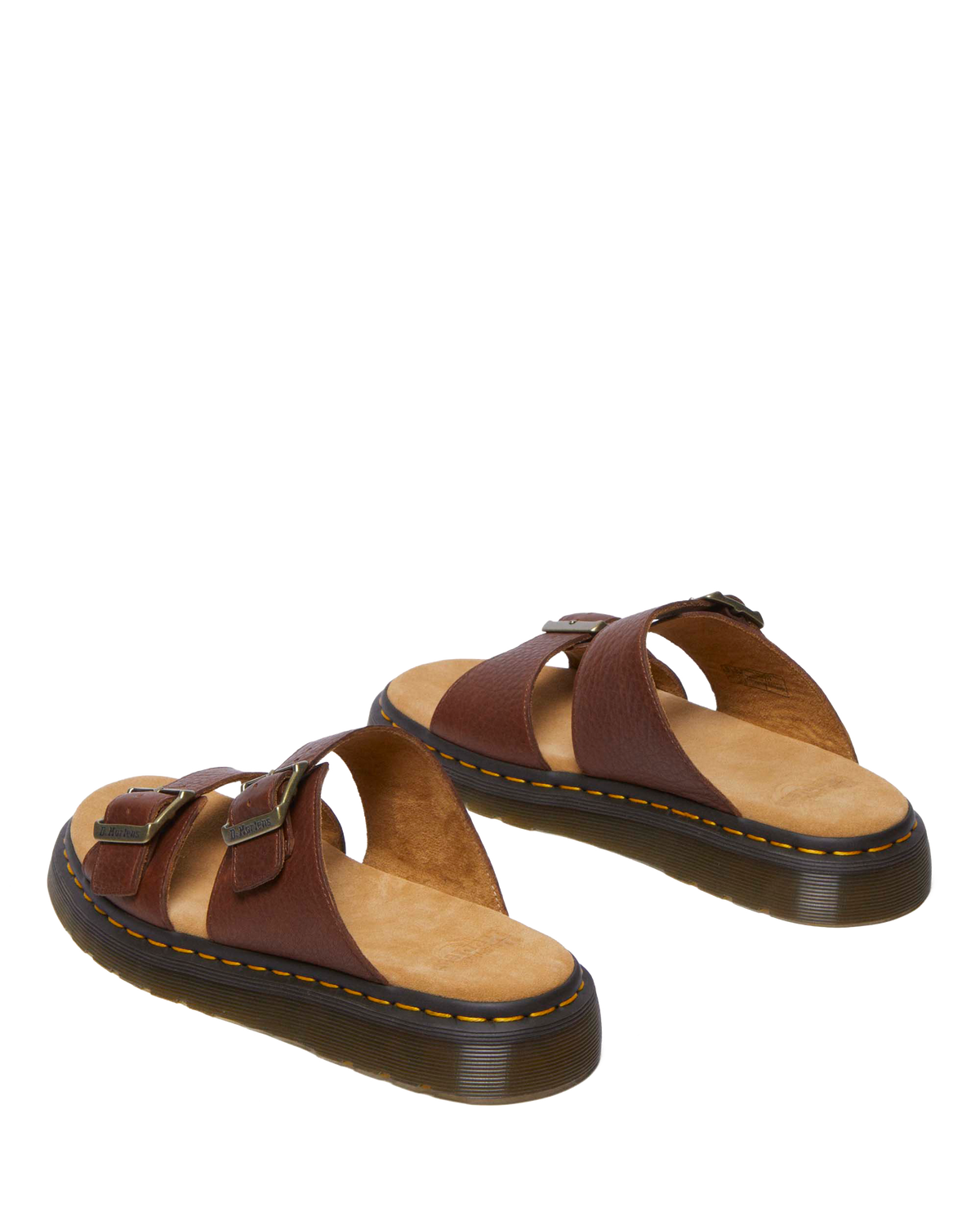 Josef Ambassador Leather Buckle Sandal Slides in Brown