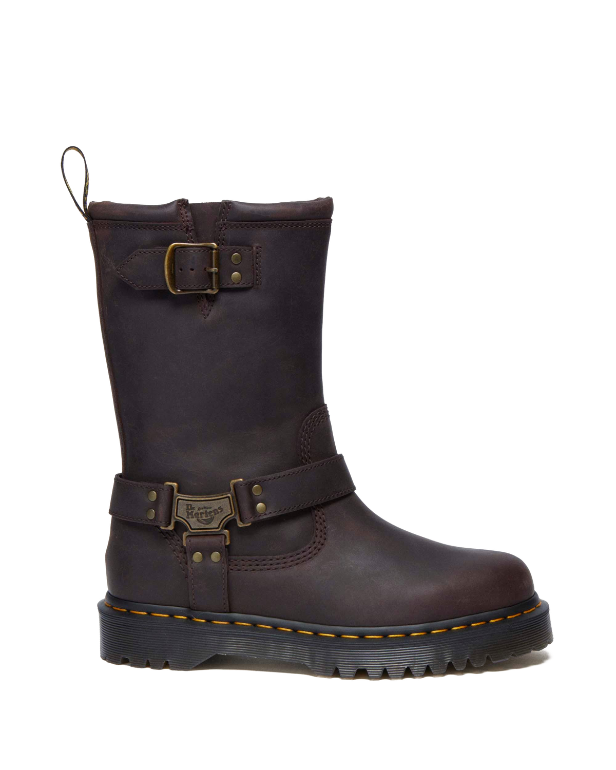 Anistone Hi Leather Biker Boots in Dark Brown