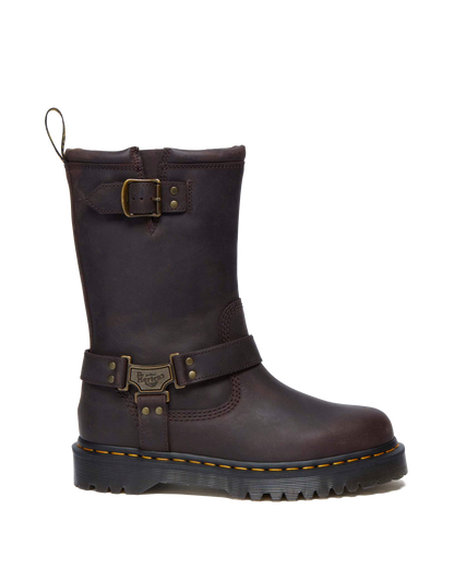 Anistone Hi Leather Biker Boots in Dark Brown