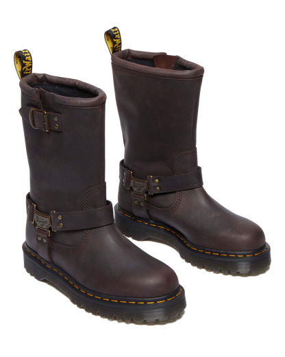 Anistone Hi Leather Biker Boots in Dark Brown