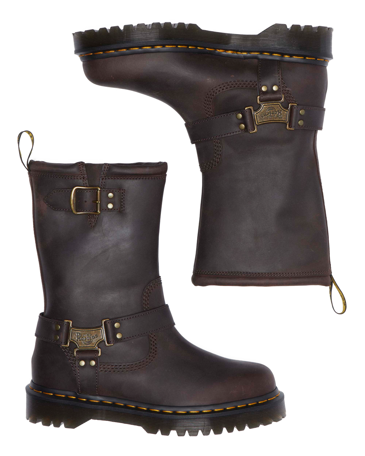 Anistone Hi Leather Biker Boots in Dark Brown