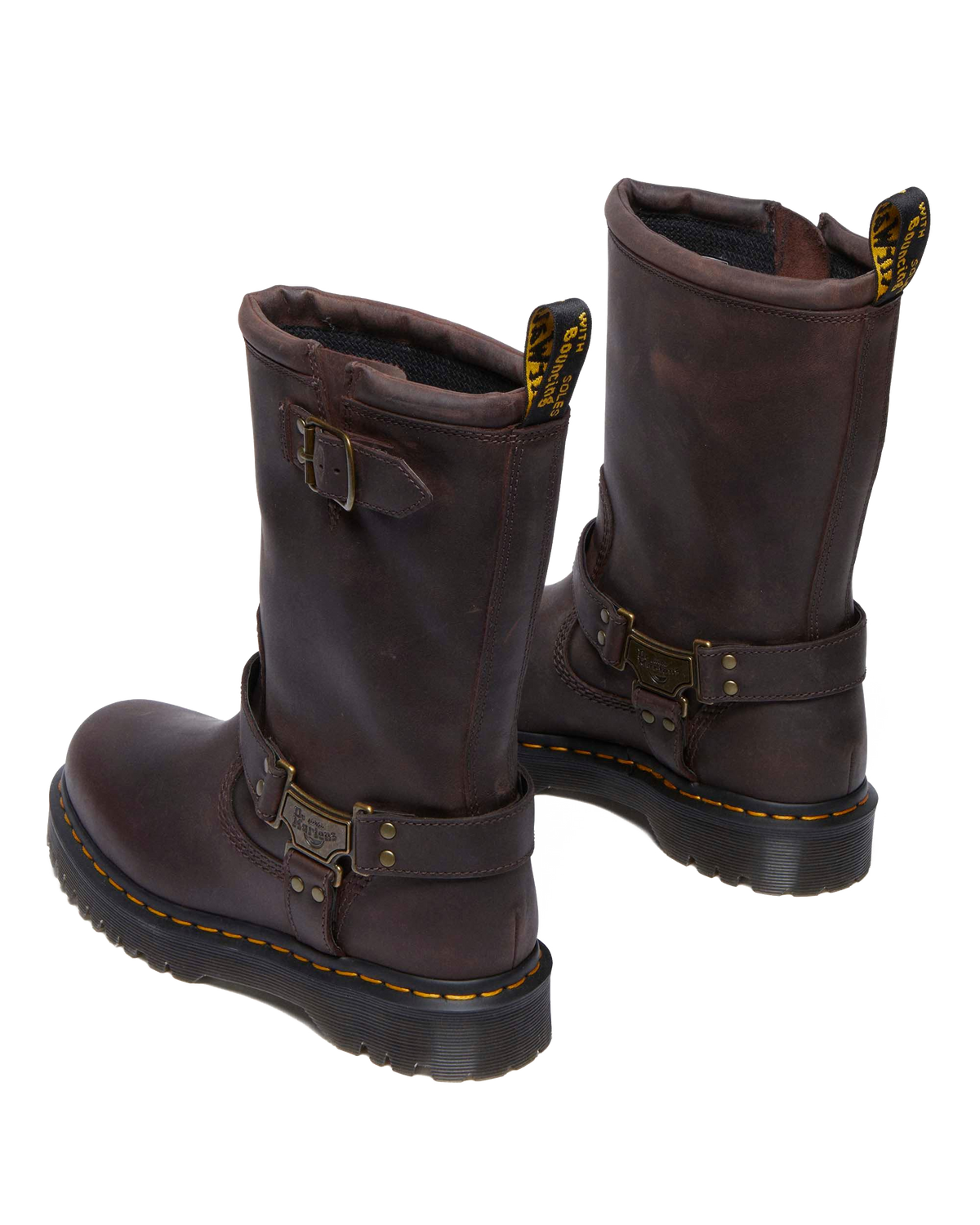 Anistone Hi Leather Biker Boots in Dark Brown
