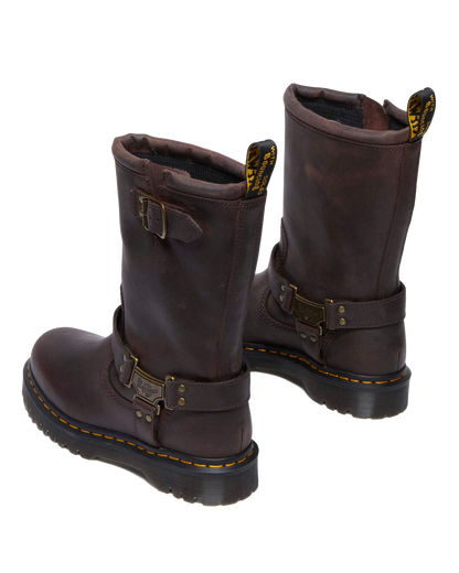 Anistone Hi Leather Biker Boots in Dark Brown