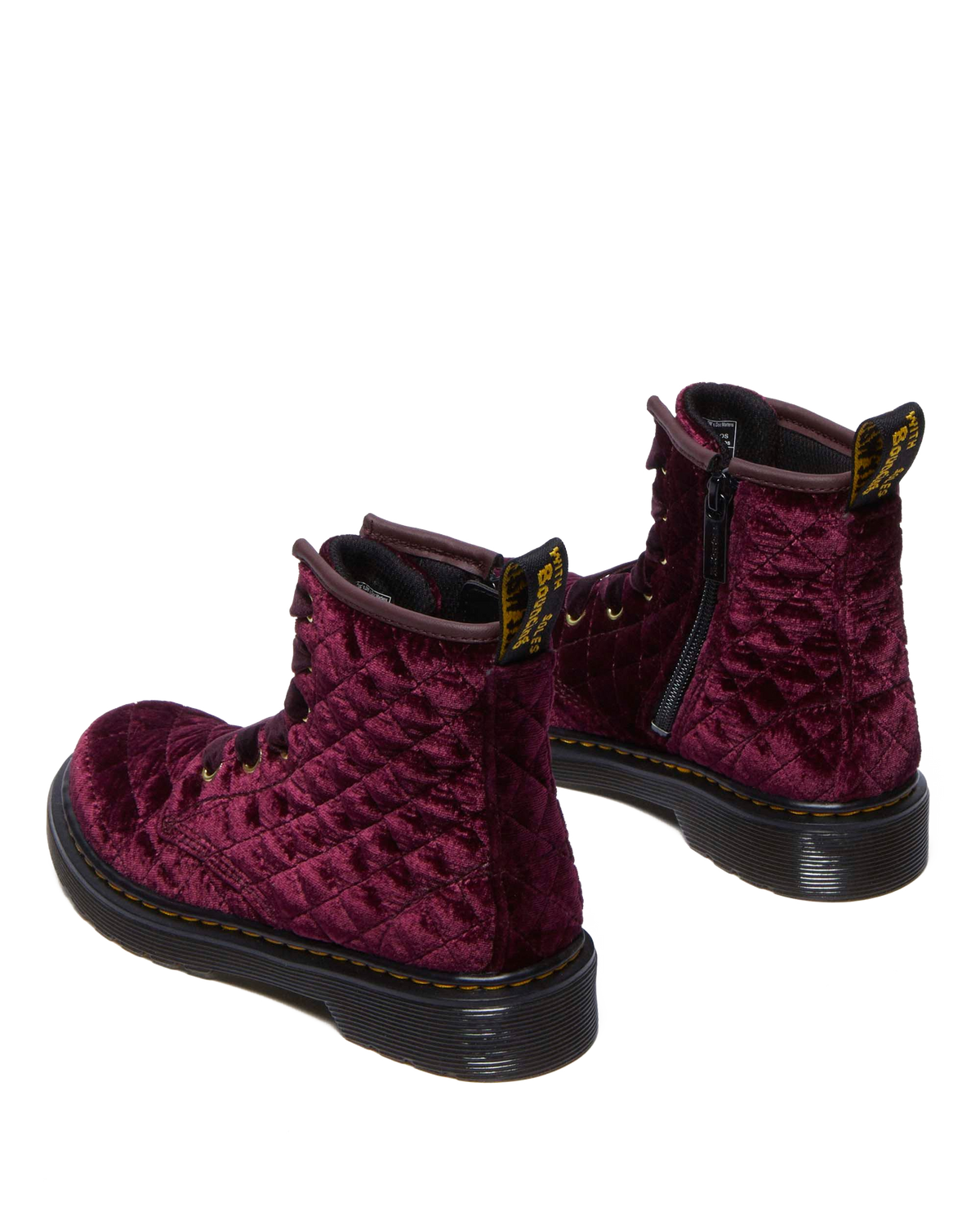 Junior Vegan 1460 Quilted Velvet Lace Up Boots