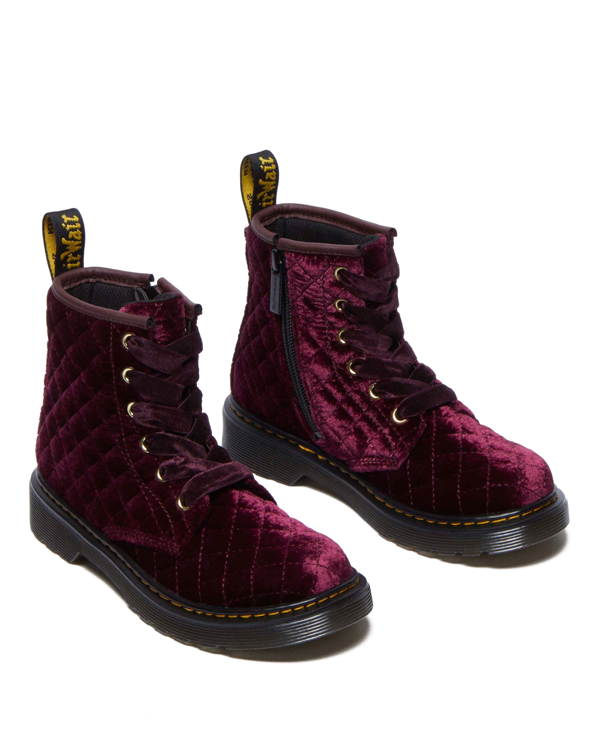 Junior Vegan 1460 Quilted Velvet Lace Up Boots