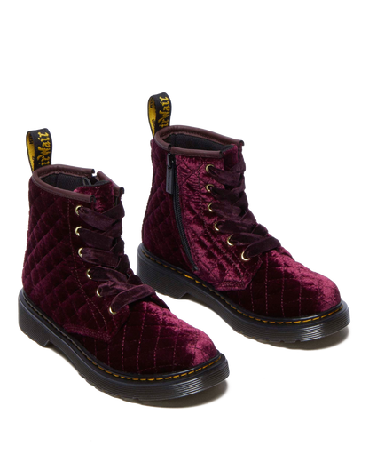 Junior Vegan 1460 Quilted Velvet Lace Up Boots
