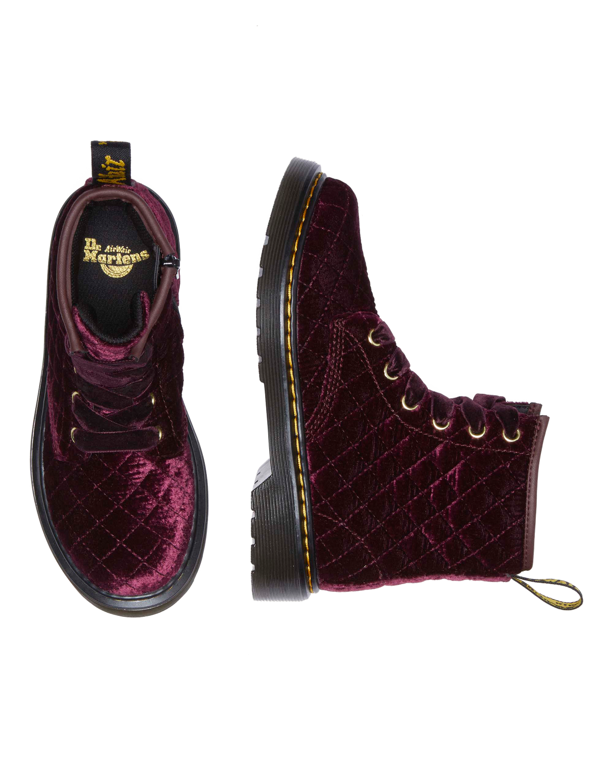 Junior Vegan 1460 Quilted Velvet Lace Up Boots
