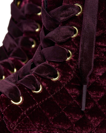 Junior Vegan 1460 Quilted Velvet Lace Up Boots