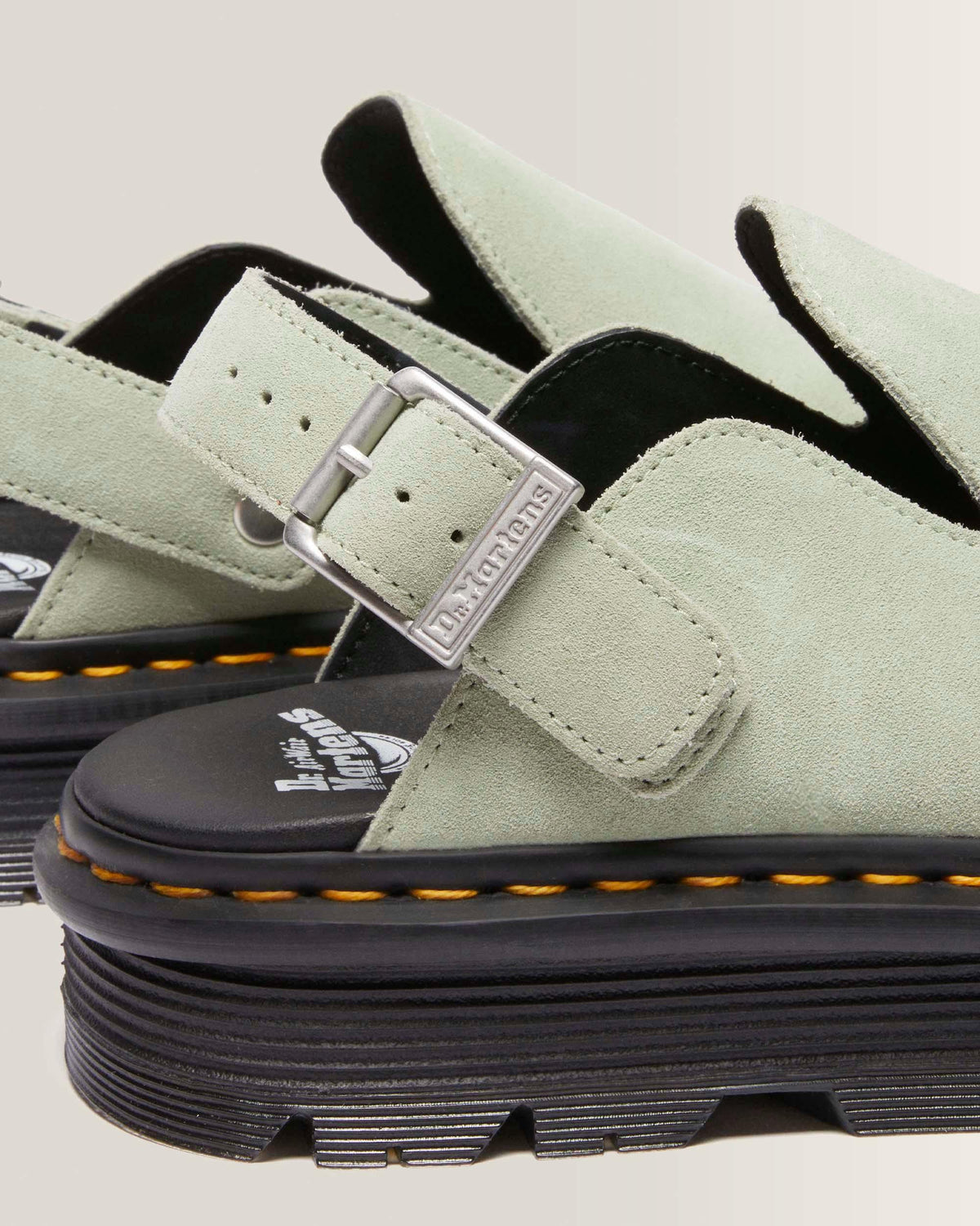 Zebzag Suede Casual Slingback Platform Mules in Sage Green