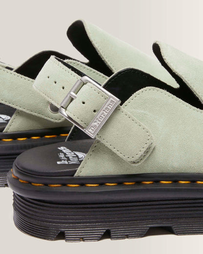 Zebzag Suede Casual Slingback Platform Mules in Sage Green