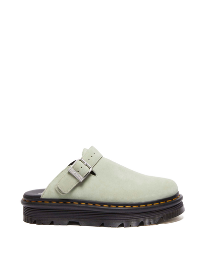 Zebzag Suede Casual Slingback Platform Mules in Sage Green