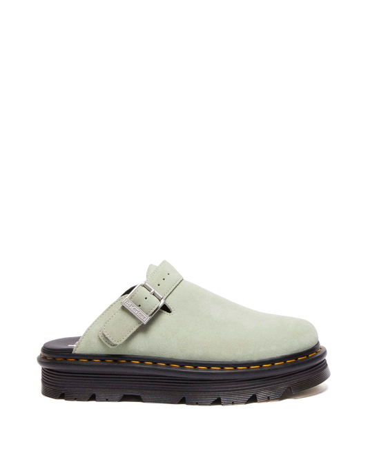 Zebzag Suede Casual Slingback Platform Mules in Sage Green
