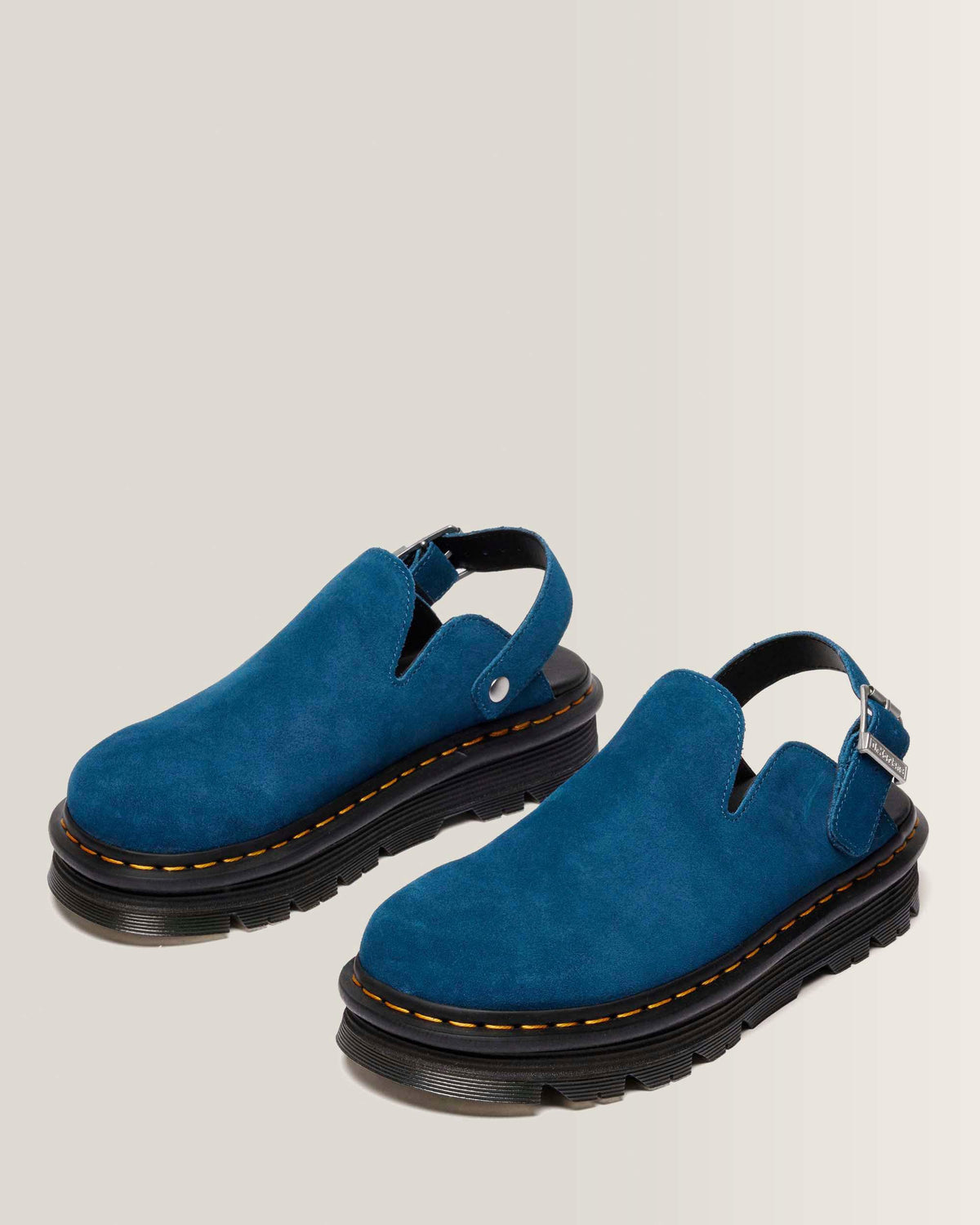 Zebzag Suede Casual Slingback Platform Mules in Neptune Blue