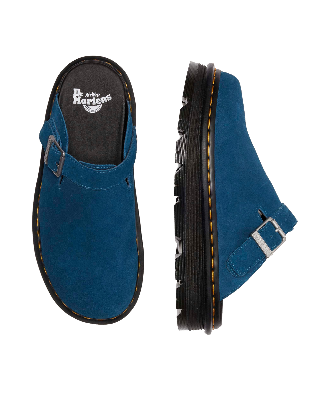 Zebzag Suede Casual Slingback Platform Mules in Neptune Blue