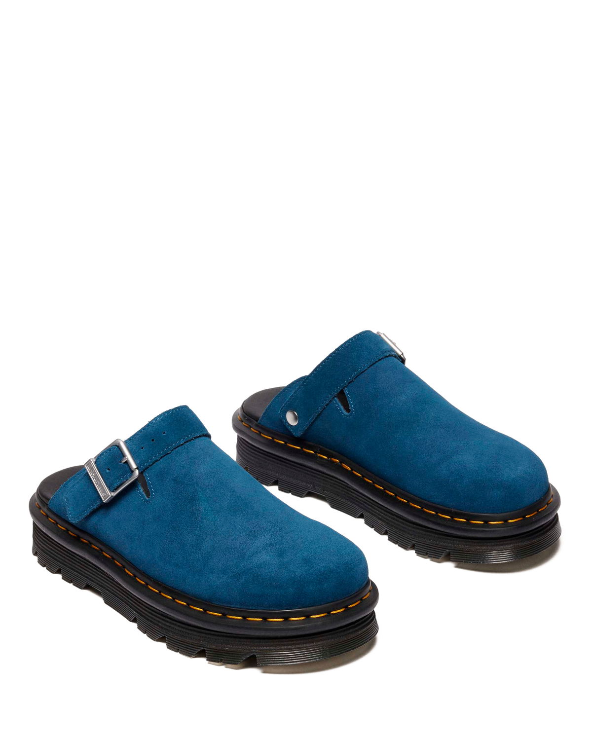 Zebzag Suede Casual Slingback Platform Mules in Neptune Blue