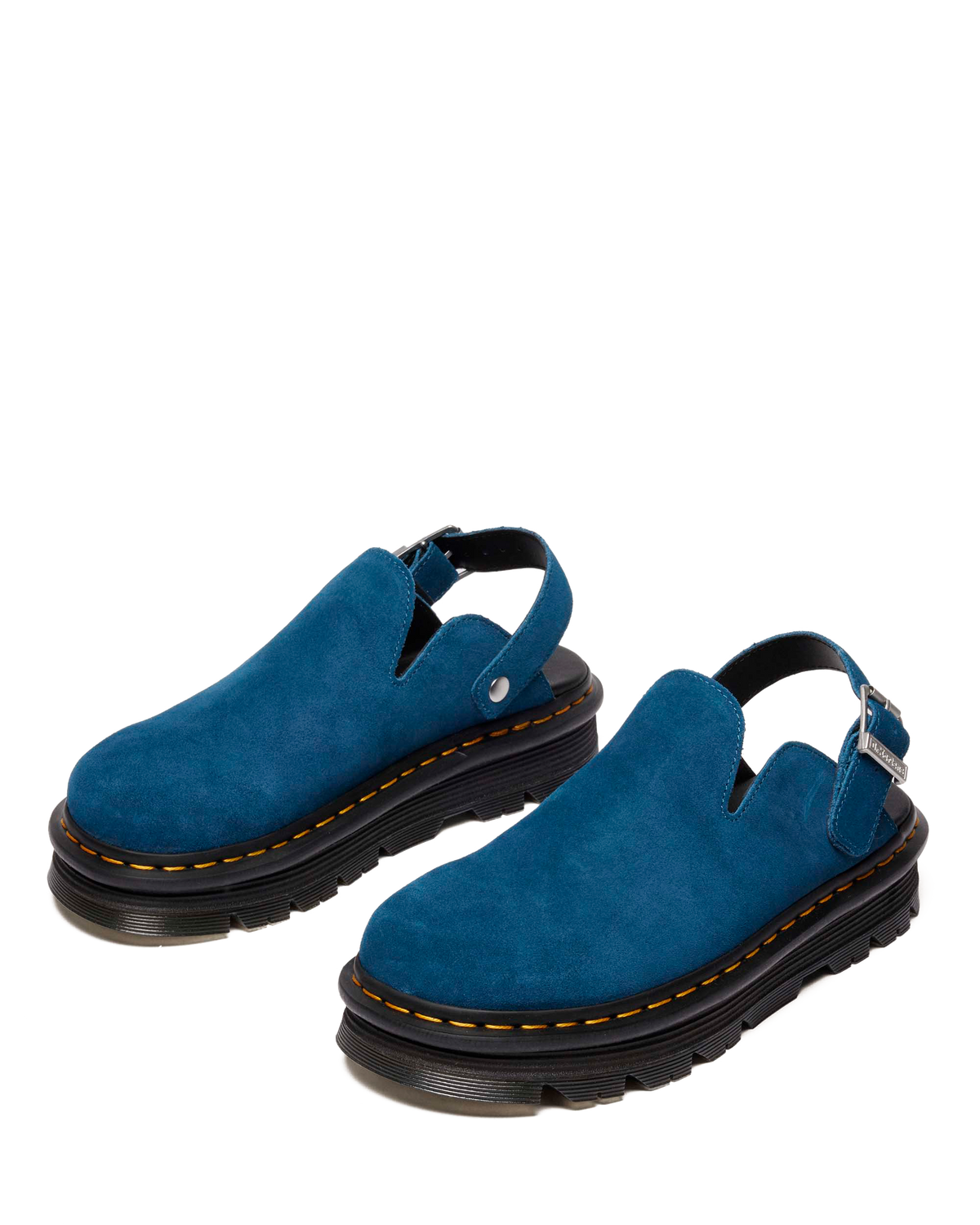Zebzag Suede Casual Slingback Platform Mules in Neptune Blue