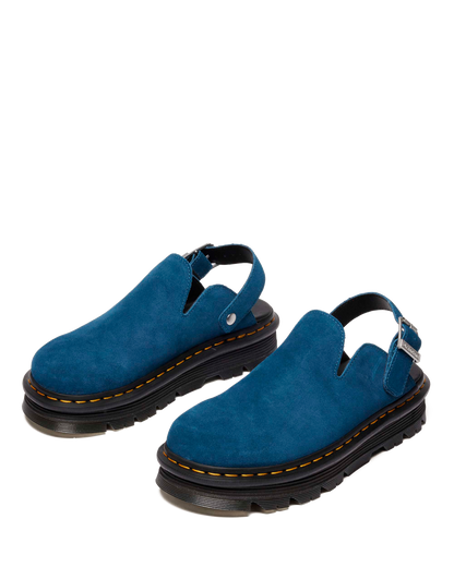 Zebzag Suede Casual Slingback Platform Mules in Neptune Blue