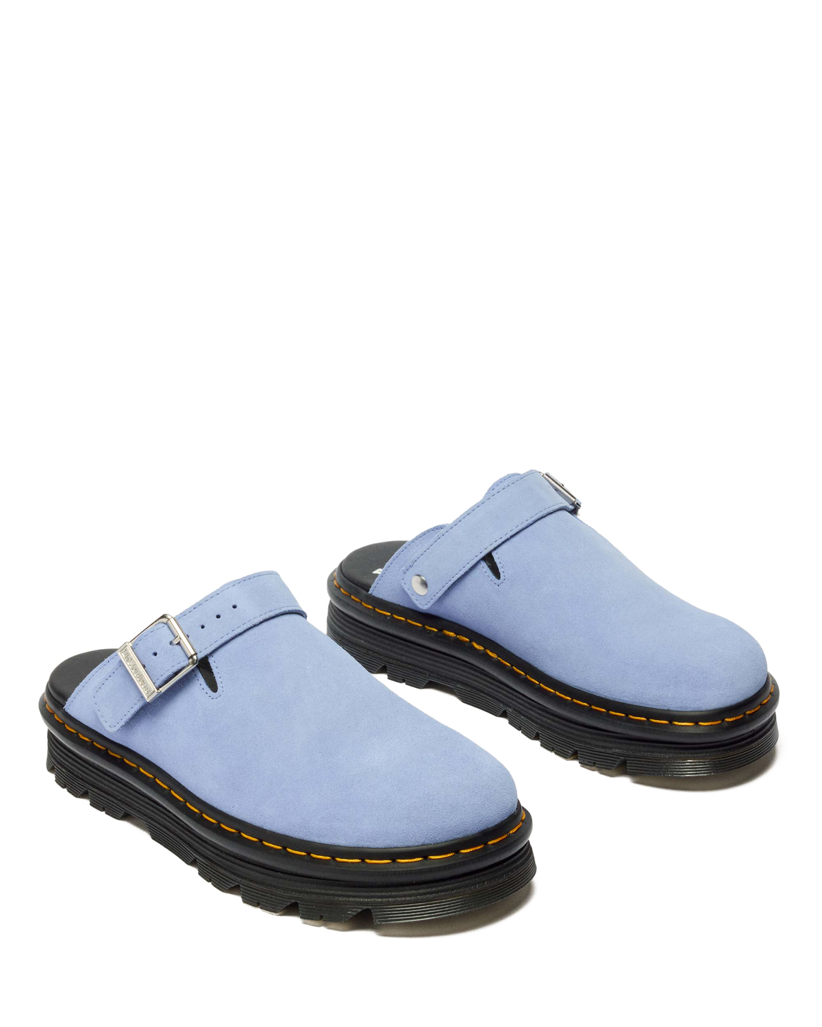 Zebzag Suede Casual Slingback Platform Mules in Cornflower Blue