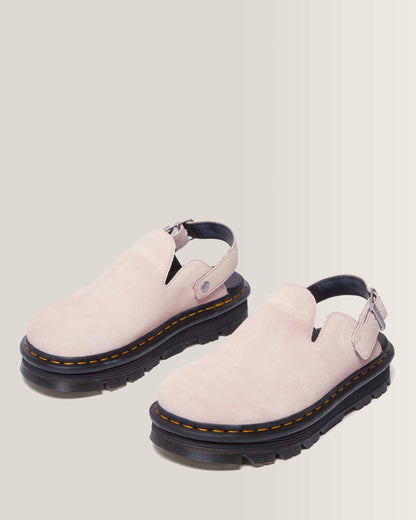 Zebzag Suede Casual Slingback Platform Mules in Powder Pink