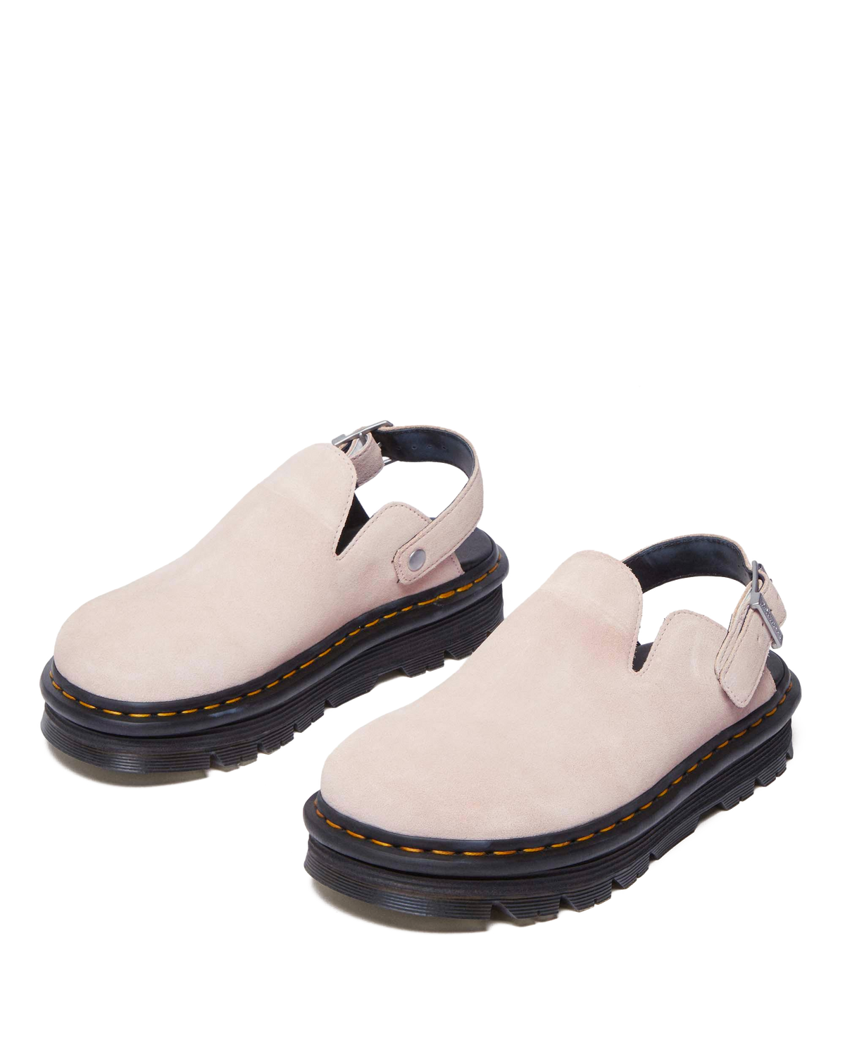 Zebzag Suede Casual Slingback Platform Mules in Powder Pink