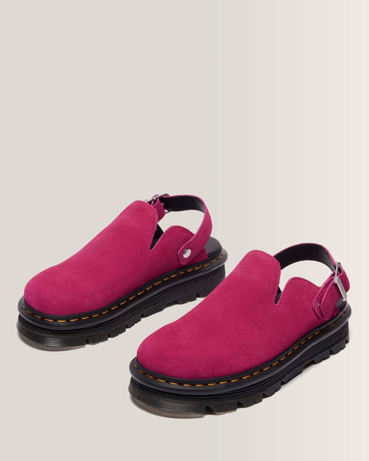 Zebzag Suede Casual Slingback Platform Mules in Fuchsia Pink