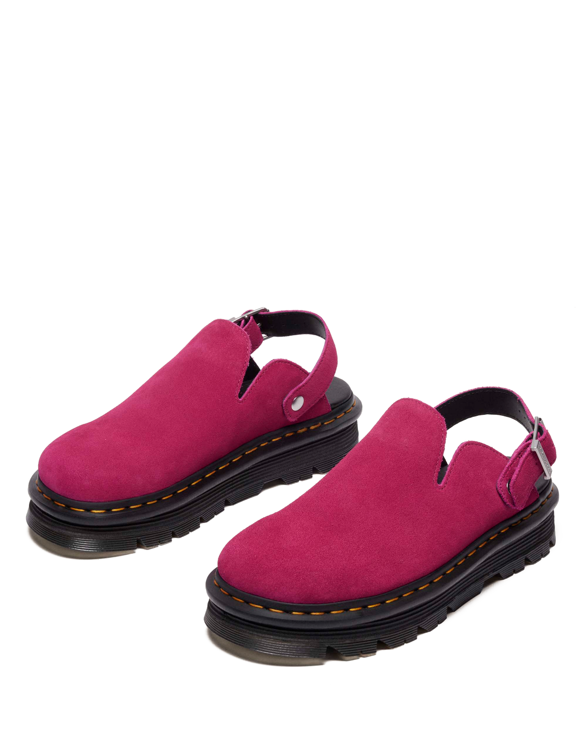 Zebzag Suede Casual Slingback Platform Mules in Fuchsia Pink