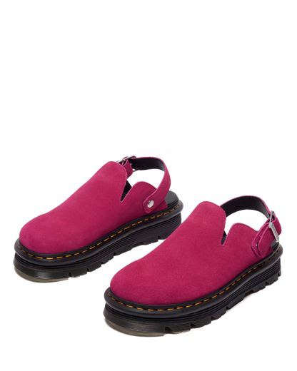Zebzag Suede Casual Slingback Platform Mules in Fuchsia Pink