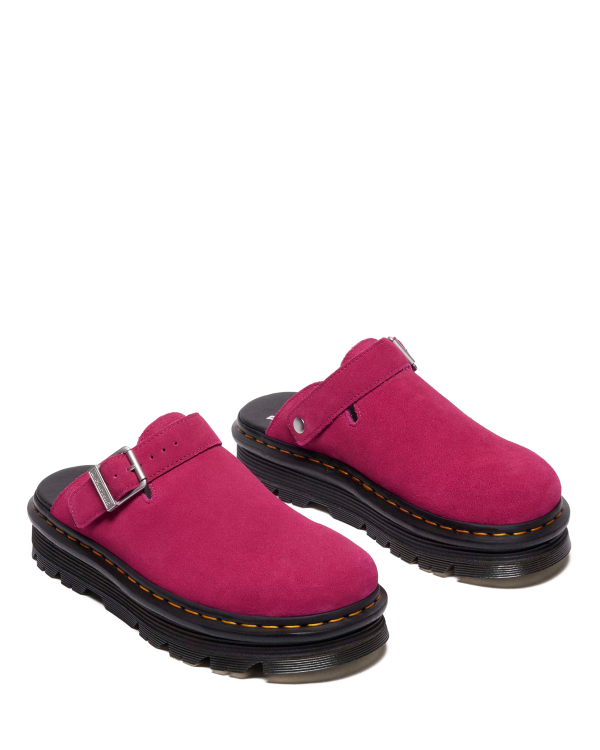 Zebzag Suede Casual Slingback Platform Mules in Fuchsia Pink