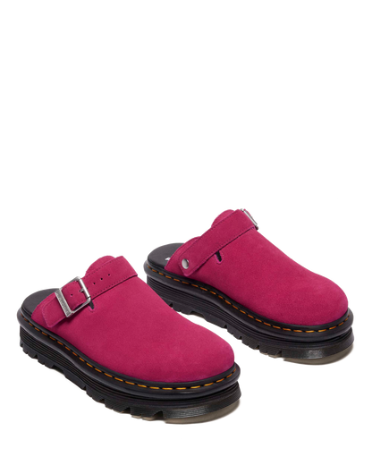Zebzag Suede Casual Slingback Platform Mules in Fuchsia Pink